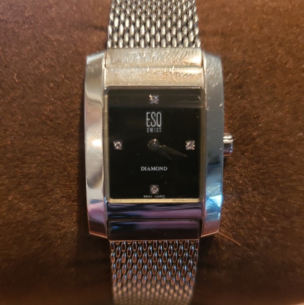 Authentic Esq by Movado Silver Diamond Watch